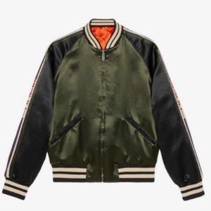 Gucci reversible bomber jacket with printed sleeves
